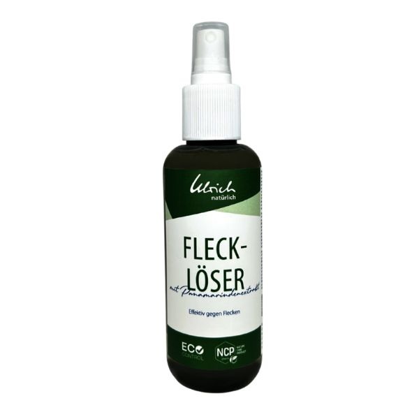 Eine dunkle Flasche mit Flecklöserflüssigkeit